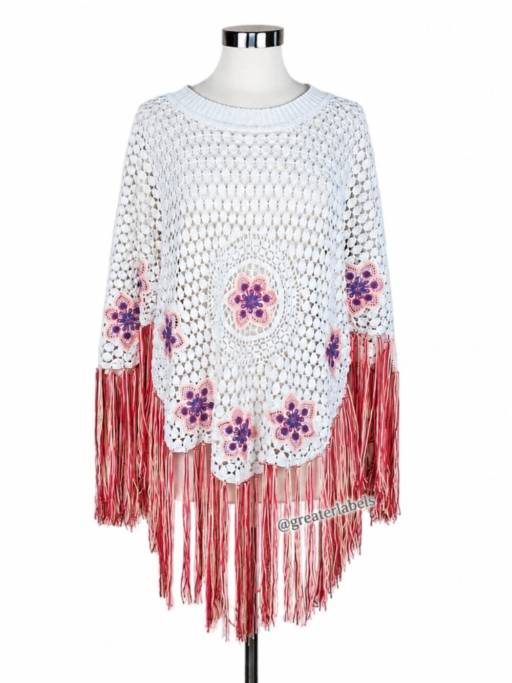 Chloé Fringed Embroidered Crocheted Poncho $1795 Retro 70s Inspired New w/tags